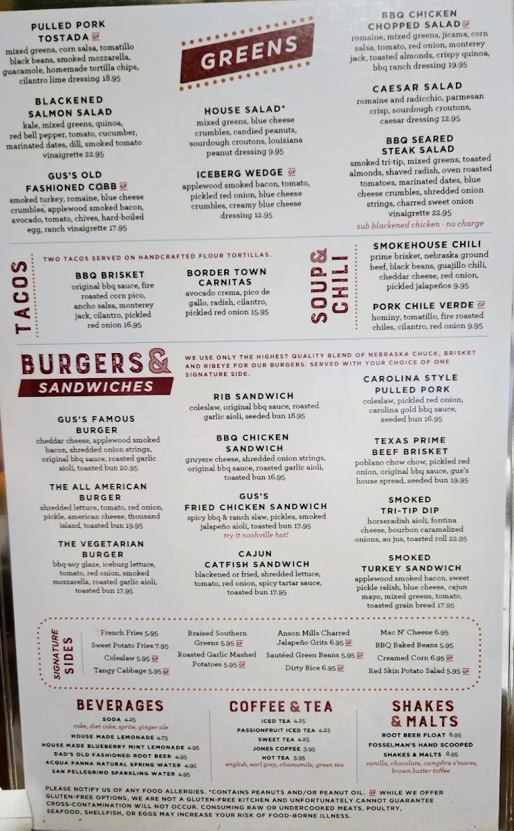 Gus's BBQ Menu - Image 1